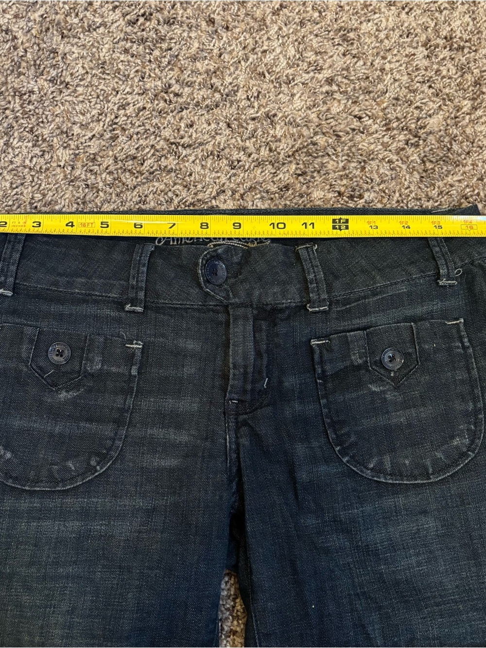 American Eagle Outfitters Dark Blue Cuffed Jean Shorts - Picture 7 of 9